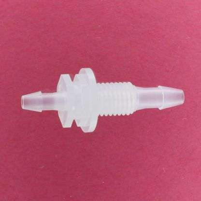 1310305 (Reduction Barbed Bulkheads - Thread: 5/16-24 UNF  Barb1: 5/32"  Barb2: 1/8"  Material: Polypropylene)