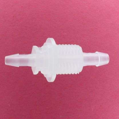 1314405 (Reduction Barbed Bulkheads - Thread: 1/4" NPSM  Barb1: 3/16"  Barb2: 1/8"  Material: Polypropylene)