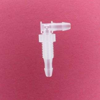 1332305 (Equal Barbed Bulkhead Elbows - Thread: 1/4-28 UNF  Barb1 & 2: 1/8"  Material: Polypropylene)