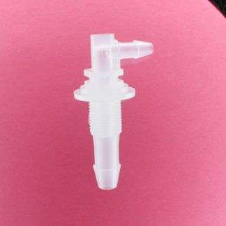 1336405 (Reduction Barbed Bulkhead Elbows - Thread: 1/8 NPSM  Barb1: 1/4"  Barb2: 5/32"  Material: Polypropylene)