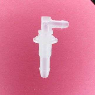 1336505 (Reduction Barbed Bulkhead Elbows - Thread: 1/8 NPSM  Barb1: 1/4"  Barb2: 3/16"  Material: Polypropylene)