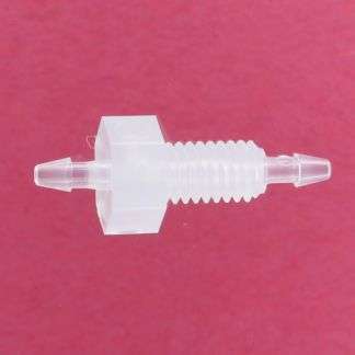 135105 (Equal Barbed Bulkheads - Thread: 10-32 UNF  Barb1 & 2: 1/16"  Material: Polypropylene)