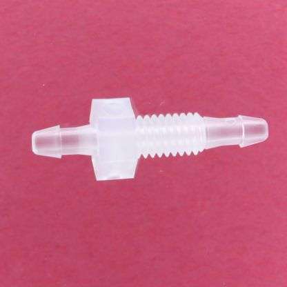 136205 (Equal Barbed Bulkheads - Thread: 10-32 UNF  Barb1 & 2: 3/32"  Material: Polypropylene)
